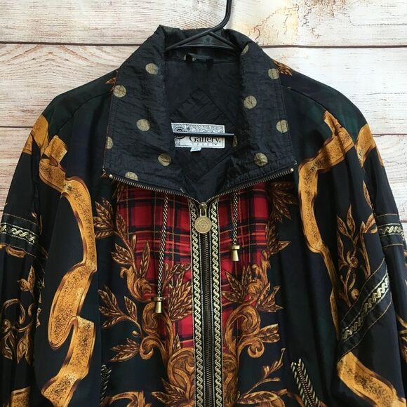 VINTAGE Y2K GALLERY SPORT BOMBER JACKET IN BOLD PRINT - Picture 4 of 7